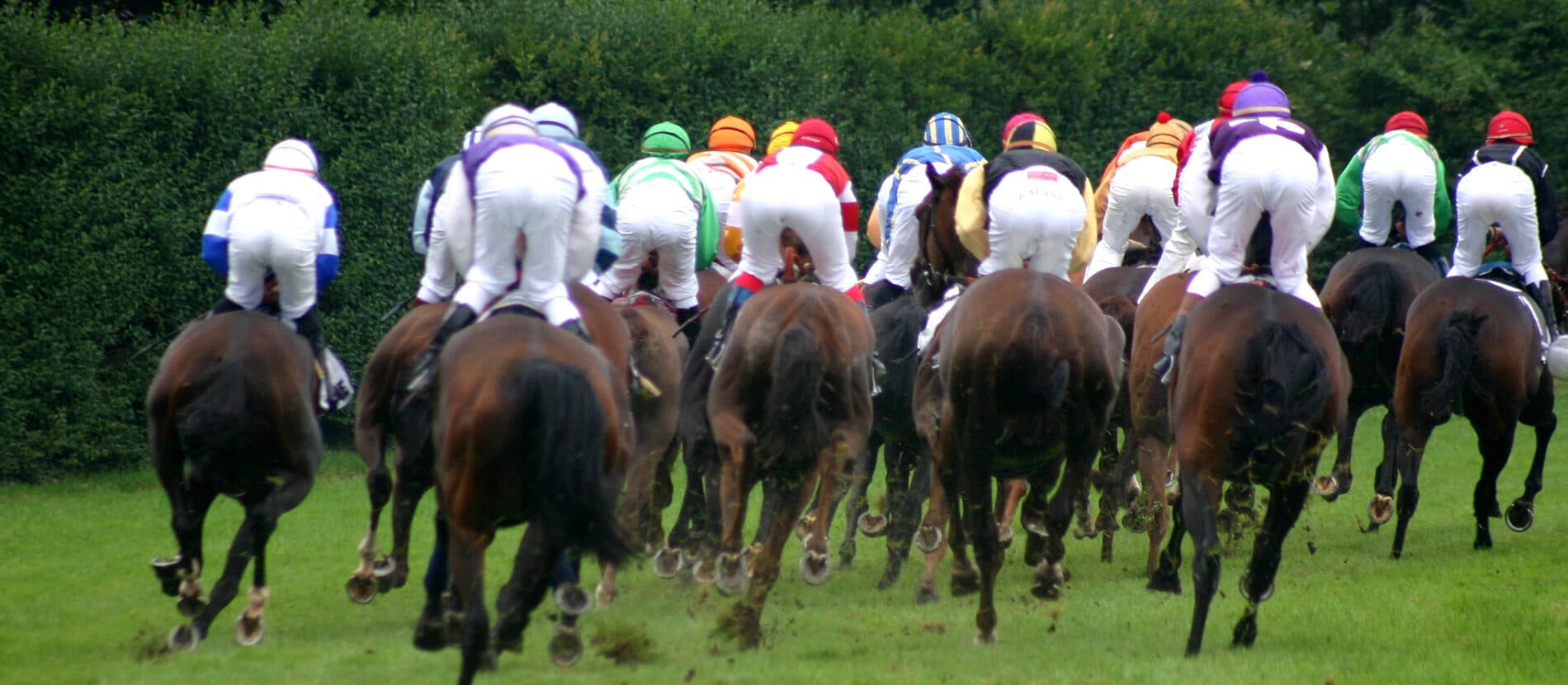 Jockey sur leurs chevaux au galop